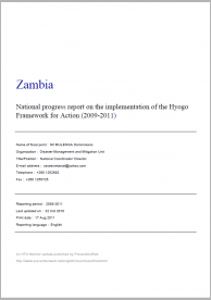 Zambia: National progress report on the implementation of the Hyogo Framework for Action (2009-2011)