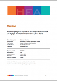 Malawi: National progress report on the implementation of the Hyogo Framework for Action (2013-2015) 