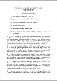 National Disaster Risk Reduciton and Management Bill (No. II of 2016)