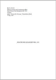 Disaster Risk Management Bill, 2019