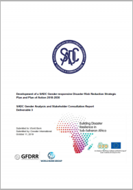 Development of a SADC Gender-responsive Disaster Risk Reduction Strategic Plan and Plan of Action 2018-2030 | SADC Gender Analysis and Stakeholder Consultation Report - Deliverable 3
